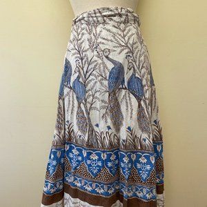 Vintage India Cotton Block Print Wrap Around Skirt